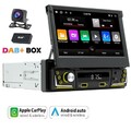 DAB+ 4+64G 1 DIN 7 Zoll Flip Out Carplay Autoradio Android 15 GPS WIFI FM BT KAM
