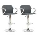 Barhocker 2er Set Kunstleder grau höhenverstellbar Bar bequem modern elegant