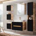 Badezimmer Badmöbel Set Waschtisch Unterschrank LED Spiegelschrank Hochschrank