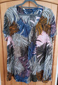 Samoon Bluse Tunika olivgrün weiß blau orange rosa Blätter Palmblätter Gr. 52