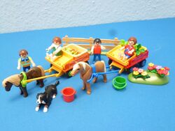 2x Kinder Pony Kutsche Figuren zu 5221 5222 Ponyhof Reiterhof Playmobil 062