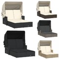 Poly Rattan Doppelbett Sonnenliege Terrassen Gartenliege Relax Sonnendach XXL
