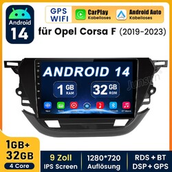 4-CORE 1+32G Android 14.0 Autoradio Für Opel Corsa F 2019-2023 GPS Navi CarPlay