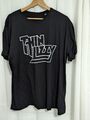 T-Shirt dünnes Lizzy Logo - Gr. XL schwarz Baumwolle