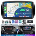4G+64G Für Smart Fortwo 453 Autoradio Android14 Carplay GPS Navi WiFi BT DAB+CAM