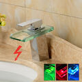 Beleuchteter Glas LED Wasserhahn Wasserfall Wasserhahn Bad Armatur Mischbatterie
