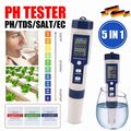 5 IN 1 Digital Wasser Qualität Tester Stift PH/EC/Salzgehalt/Temp Meter mit ATC