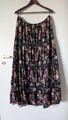 Sommerrock Stufenrock Maxirock schwarz mit Blumen Spitze Ulla Popken 46 48 NEU
