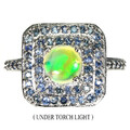 925 Sterlingsilber Ring Rund Feuer Opal 6mm Blauer Saphir Edelstein Schmuck