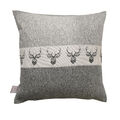 Hochwertige Kissenhülle Alpin Hirsch grau exklusives Landhaus-Design 40x40cm