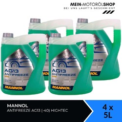 Mannol Antifreeze Kühlerfrostschutz AG13 (-40 °C) Hightec 4x5 Liter = 20 Liter