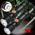 2x LED Taschenlampe USB Wiederaufladbar Fackel mit Batterie Aluminium Super Hell