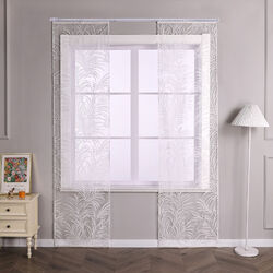 2er Transparent Flächenvorhänge Klettband Voile Schiebegardinen Gardinen Modern