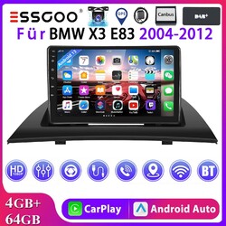 Carplay Autoradio Android 14 GPS Navi WIFI KAM 4+64G Für BMW X3 E83 2006-10 DAB+