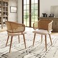 2er Set Esszimmerstühle Küchenstuhl bequem Polsterstuhl mit Rattan-Rückenlehne