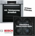 Bosch Einbaubackofen mit Gaskochfeld autark 60cm, 3D-Heißluft, 71 L, LED-Anzeige