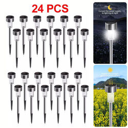 🏆24x LED Solarleuchte Solar Leuchten Edelstahl Solarlampe Gartenleuchten Garten