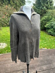 Damen-Strickpullover-Jacke GIORGIO - Cardigan Jacke Gr. 42, grau-oliv 100% Baumw