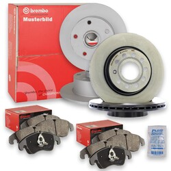 Brembo Bremsscheiben + Bremsbeläge Vorne Hinten passend für Opel Astra J 1.6 1.7