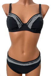 Sunflair Bügel Bikini Set Gr.36 Cup-C Grau Weiß Damen Badeanzug Slip Oberteil