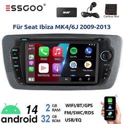 DAB+ 32G Android 14 Autoradio Carplay GPS Für Seat Ibiza MK4 IV 6J 6P 2009-2014