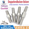 304 A2 Edelstahl Sechskantkopf Doppelende Stangen Rechts Links Gewinde Schrauben