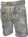 Kurze Herren Lederhose mit Gürtel, Antik Smoke, Wildbockleder, Alpen Spirit