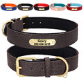 PU Leder Hundehalsband Personalisiert mit Namen Gravur Breit Verstellbar S-XXL 