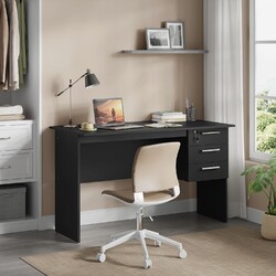 Schreibtisch Computertisch Arbeitstisch mit 3 Schubladen Bürotisch 120x60cm Holz