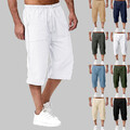 Herren 3/4 Capri Hose Shorts Sommerhose Bermudas Kurz Hosen Strandhose Stoffhose