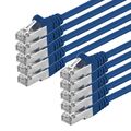10 Stück CAT6 Kabel S/FTP PiMF Patchkabel LAN Netzwerk RJ45 10x blau 0,25m- 20 m