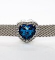 Blaue Liebe Herz Charm für Mesh Armband Echt 925 Sterling Silber 💖