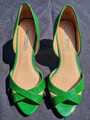 Buffalo London Gr 39 Pumps grasgrün peep toe Echtleder Lackleder High Heels