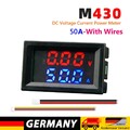 DC0-100V Amp Volt Gauge Dual LED Digital Voltage Current Meter (Red Blue 50A)