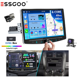 10" DAB+ 4+64G Android 14 Autoradio 1DIN Carplay GPS DVR+ Drehbar Bildschirm Kam