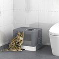 PawHut Katzentoilette mit Deckel Katzenklo mit Schaufel für Indoor Kunststoff
