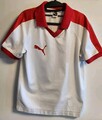 PUMA - Original - Herren Vintage Polo-Shirt - Weiss Und Rot - Größe M - Glänzend
