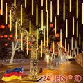 10 Röhren Meteorschauer Regen Lichter Schneefall Lichterregen Warmweiß 30 CM DHL