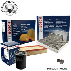 BOSCH Filterset Ölfilter Ölablassschraube Luftf+Innenraumfilter für VW