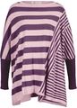 Poncho-Pullover Streifen-Design Gr 44/46 Dunkellila Mattrosa Damen Cardigan Neu*