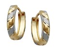 375 ECHT GOLD *** Kleine Creolen Ohrringe bicolor diamantiert  12 mm Ø