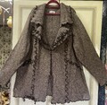 Ulla Popken/Strickjacke mit Reißverschluss/braun,grosse Kragen,Linia A,Gr.54-56
