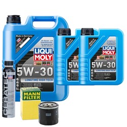 Motoröl 5W30 LIQUI MOLY Longtime High Tech 7L +MANN Ölfilter +Cera Tec