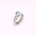 2.46 Karat Blauer Topas Minimalist Ring 925 Massives Sterlingsilber