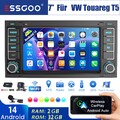 32G Für VW T5 Multivan Transporter Touareg Android14 Autoradio GPS Navi Kam DAB+