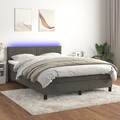 Boxspringbett mit Matratze & LED Samt Bett Bettgestell Lattenrost Doppelbett