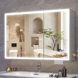 LED Spiegelschrank Bad mit Beleuchtung 2 Türen Badezimmer Touch Switch Lagerung