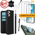 Ledertasche Lederhülle Leder Case Schutzhülle Handy Hülle 9H Folie Kameraglas