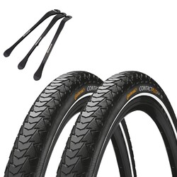 2er Set Continental Contact Plus Fahrradreifen 28x1,40 Zoll 37-622 + Reifenheber