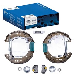 HELLA BREMSBACKEN-SATZ 203,2mm HINTERACHSE passend für CITROËN C2 C3 PEUGEOT